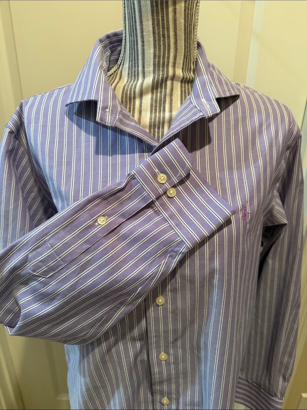 Polo by Ralph Lauren Lavender and White Striped Dress Shirt